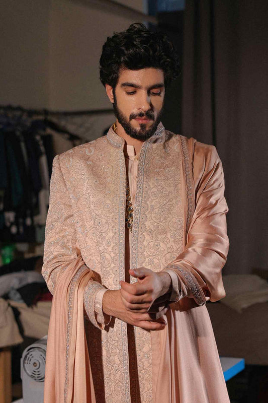 Natural Beige Sherwani Set