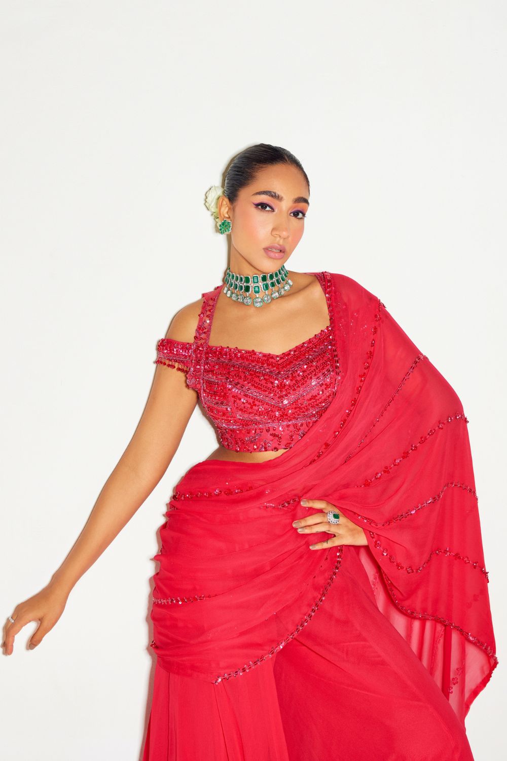 HOT PINK TONAL SAREE