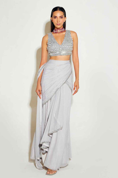 GREY SLIT SAREE