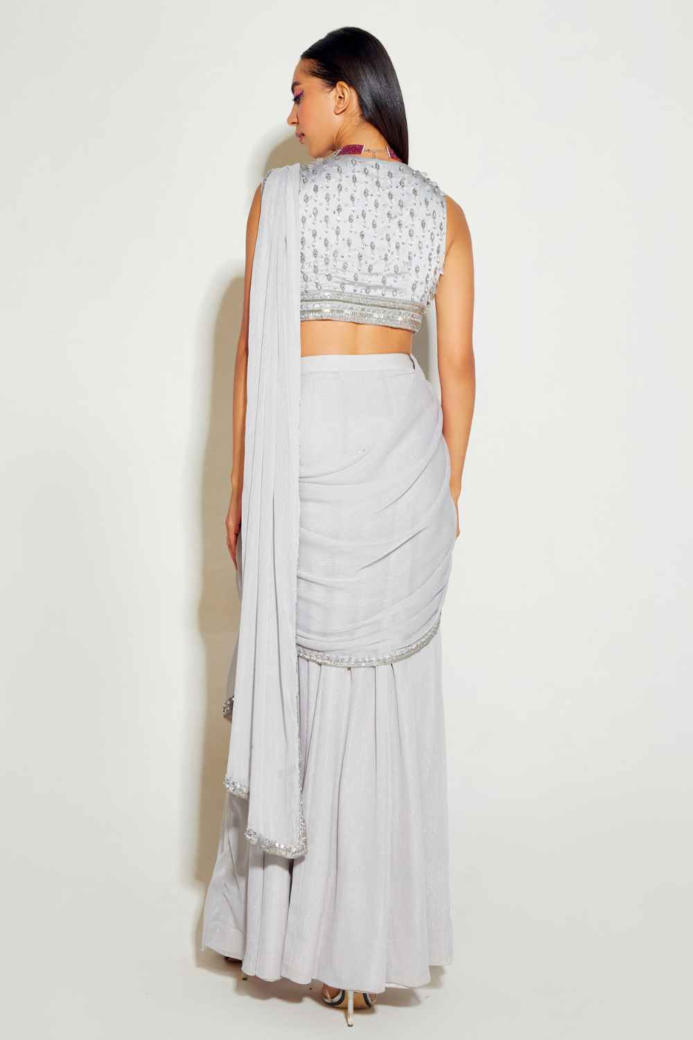 GREY SLIT SAREE