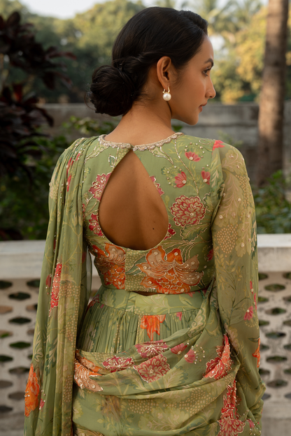 ALAIA SAREE SET – SAGE GREEN