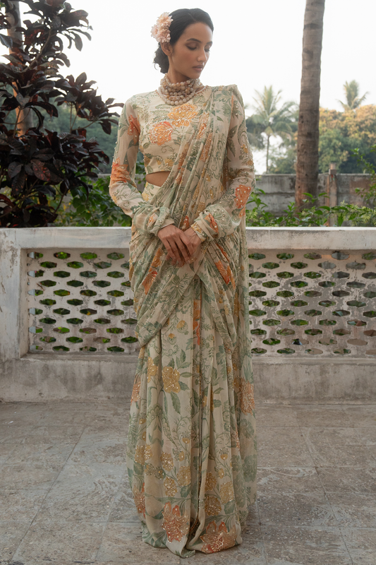 ALAIA SAREE SET – IVORY