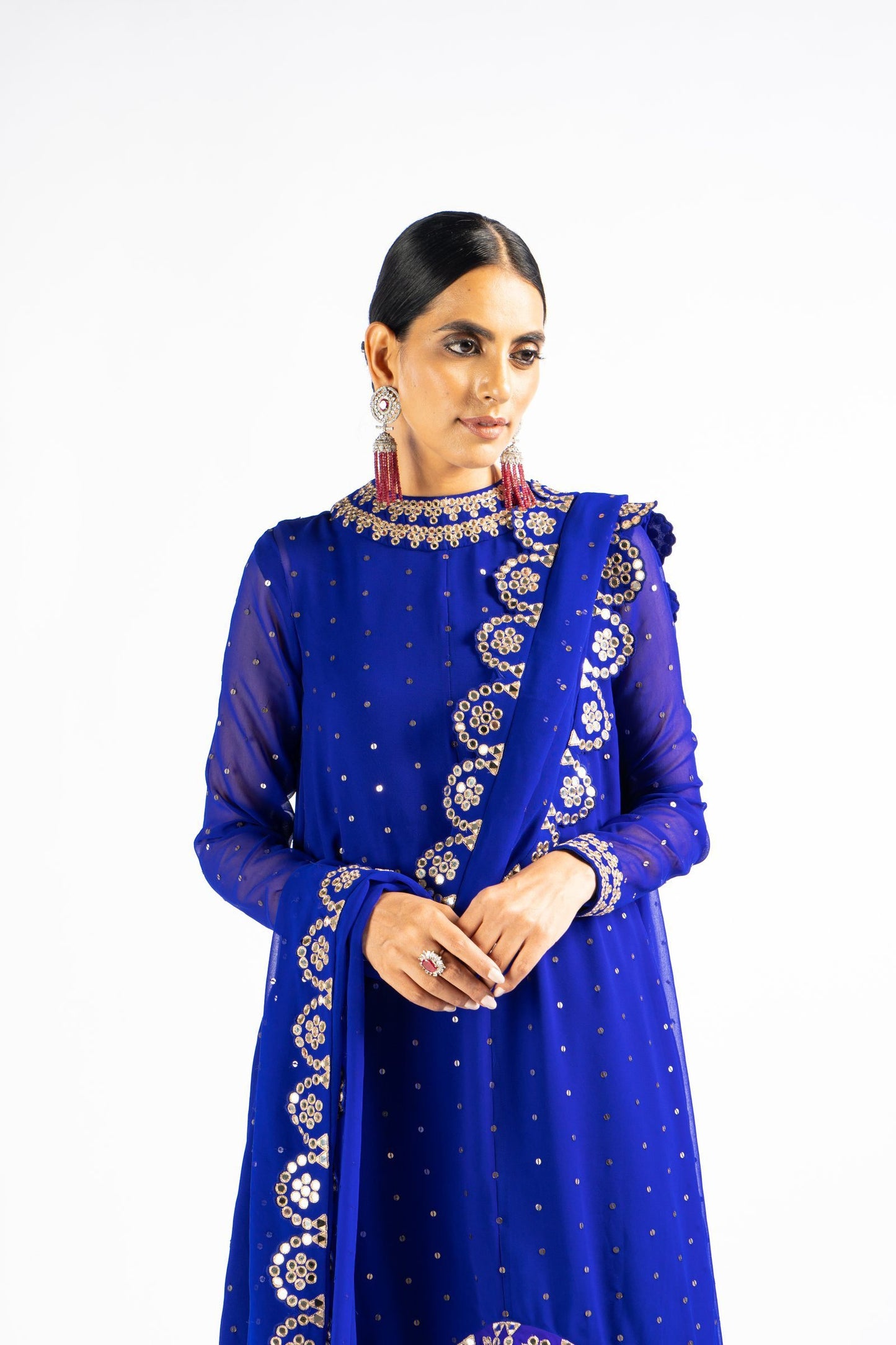 Royal Blue Scallop Pant Kurta Set