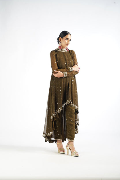 Olive Green Pant Kurta Set