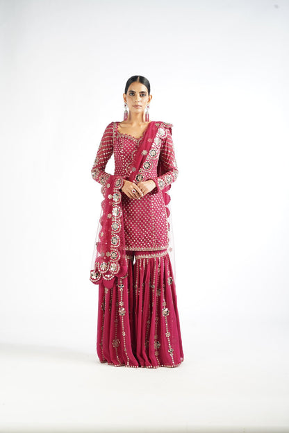 Mellow Wine Sharara Set