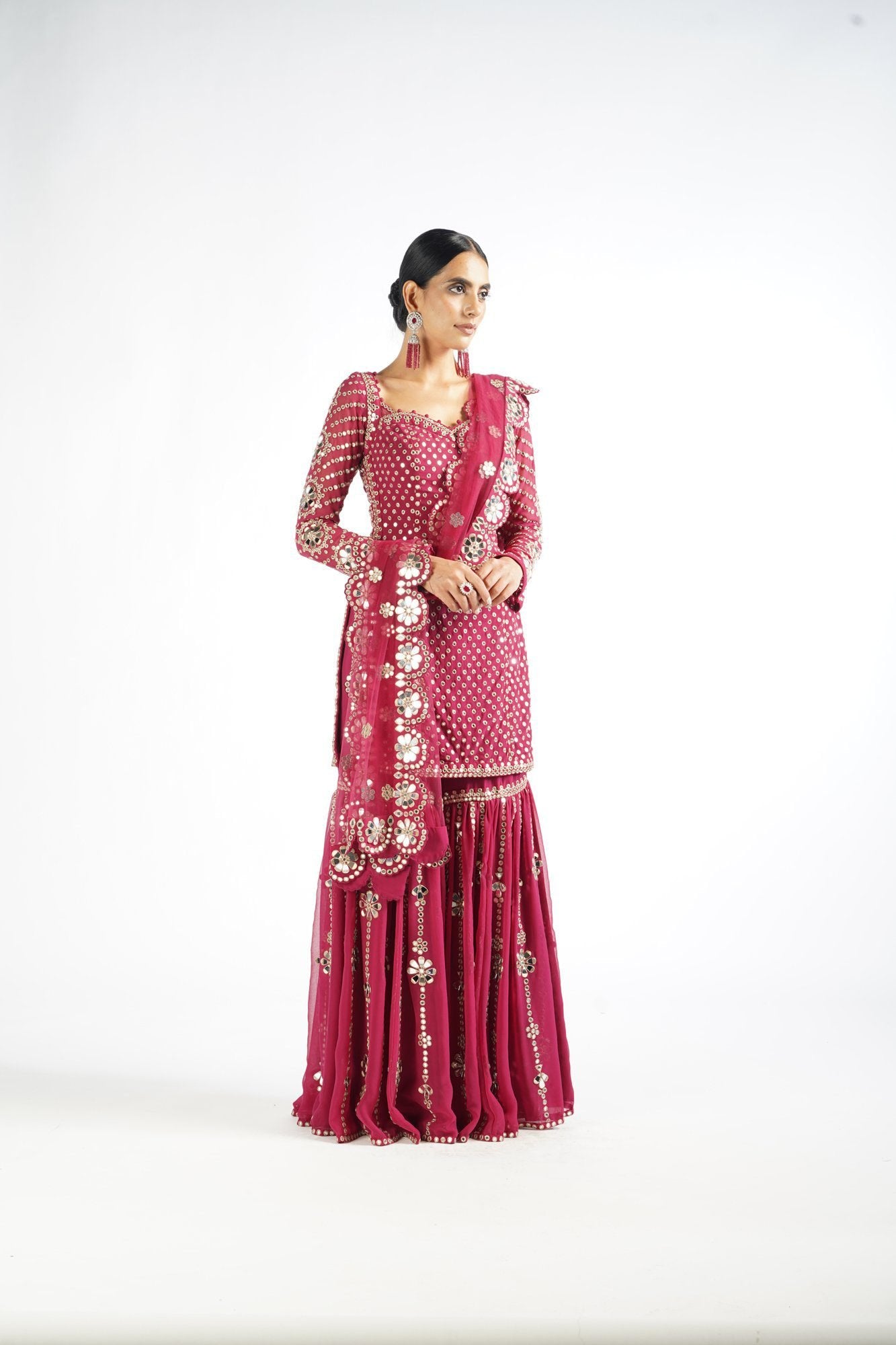 Mellow Wine Sharara Set