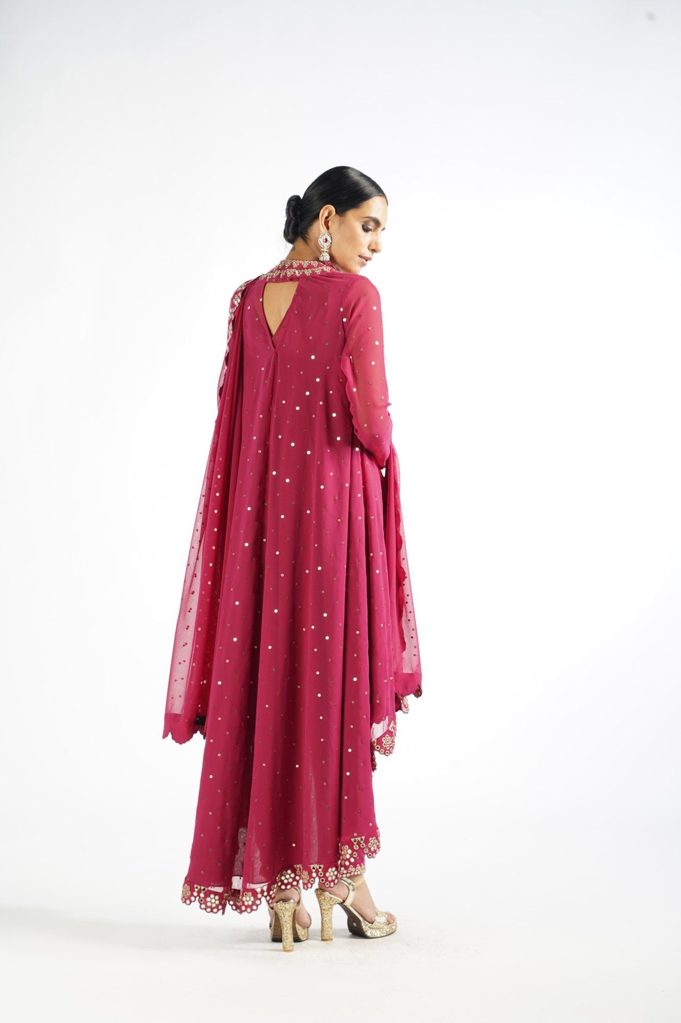 Mellow Wine Scallop Pant Kurta Set