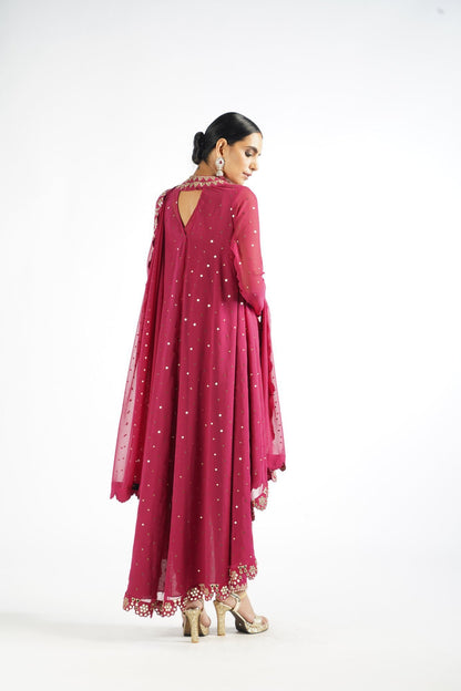 Mellow Wine Scallop Pant Kurta Set