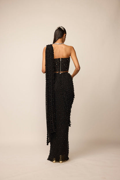 Black Single Drop Saree Set