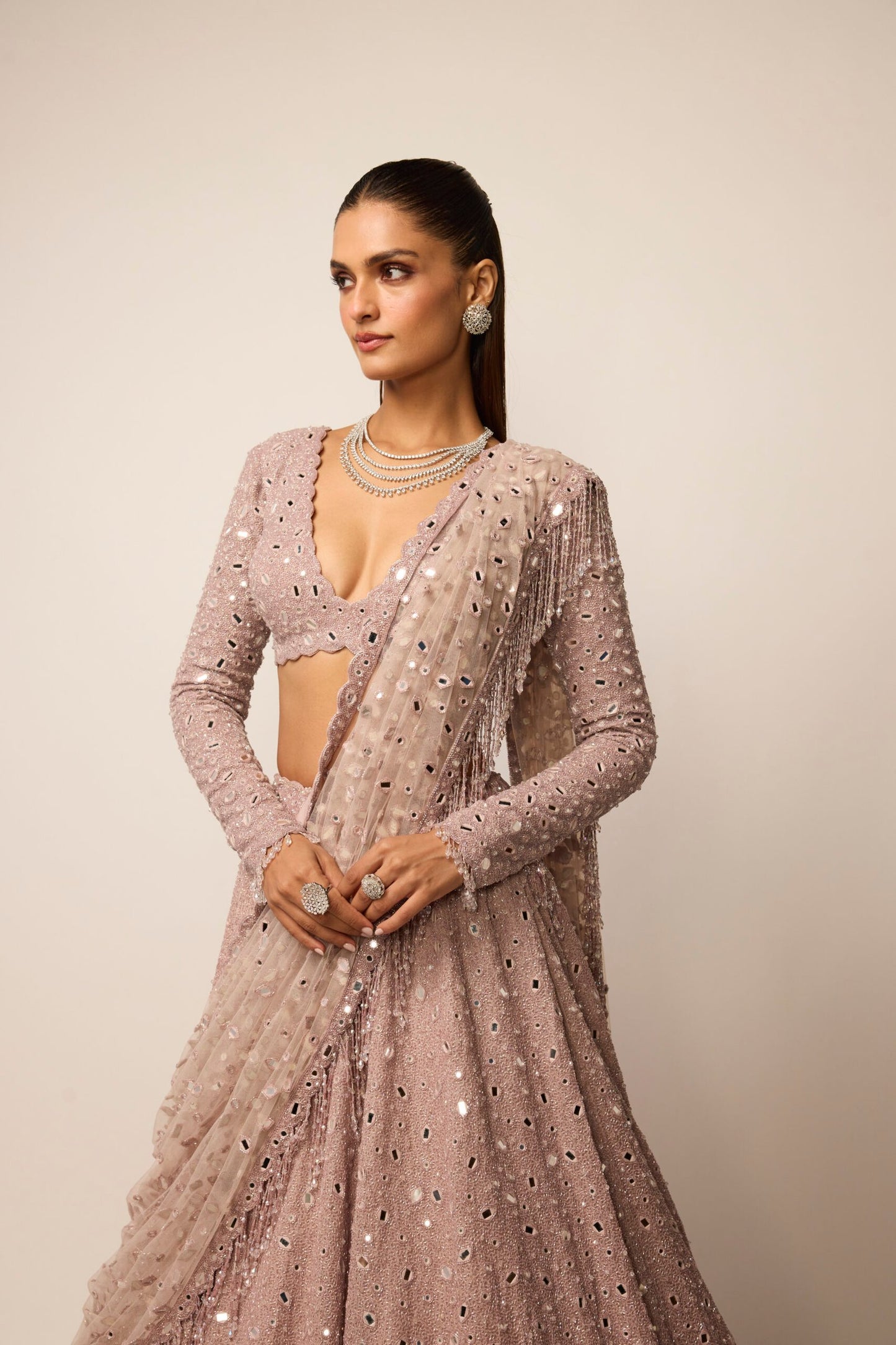 Ash Pink Lehenga Set