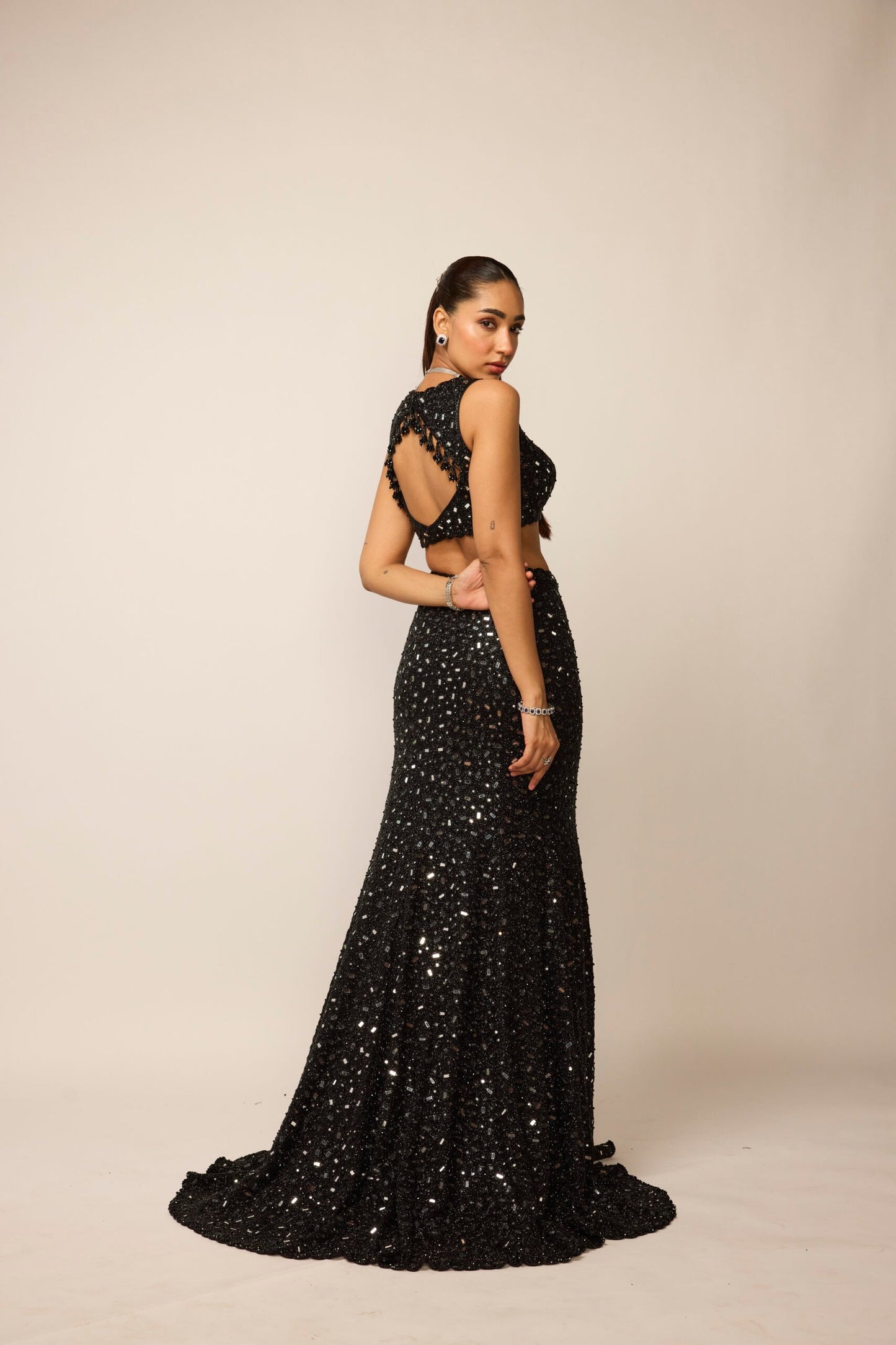 Black Fishcut Lehenga Set