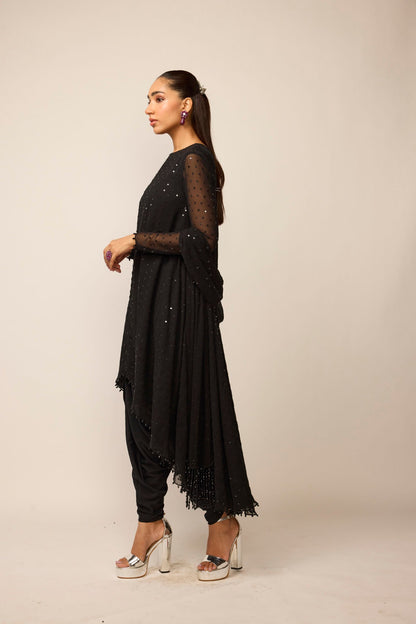 Black Georgette Kurta Set
