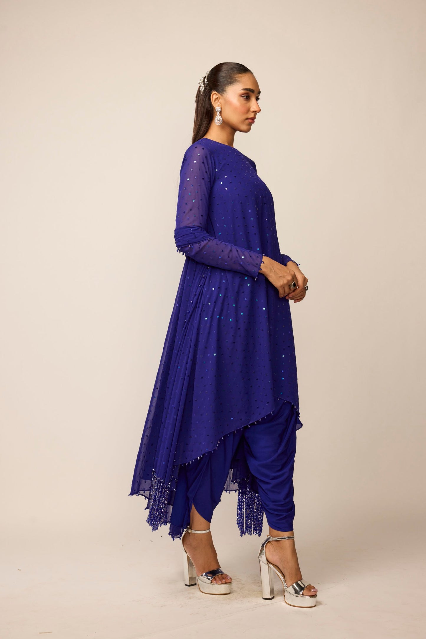 Cocktail Blue Dhoti Kurta Set