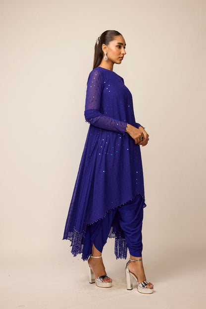 Cocktail Blue Dhoti Kurta Set