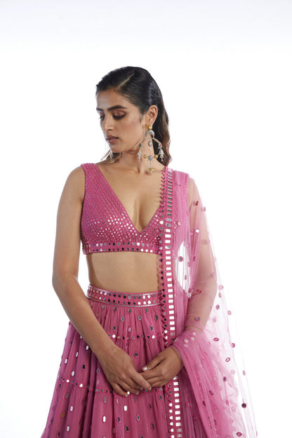 Dark Blush Tier Lehenga Set