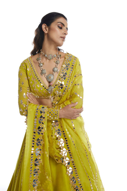 Moss Green Lehenga  Set
