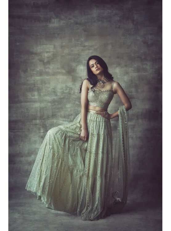 Sap Green Tier Sharara Set
