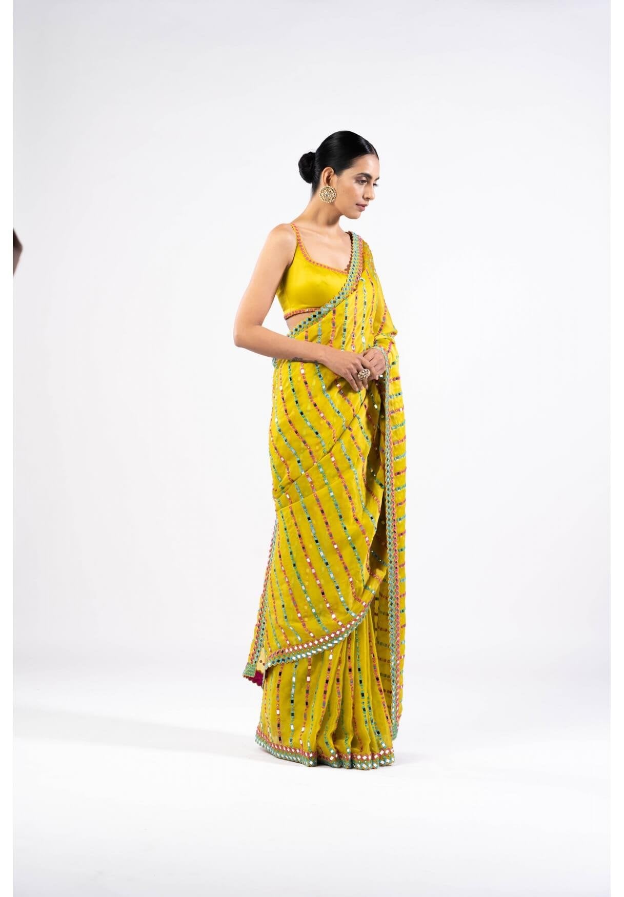 Moss Green Mirror Saree