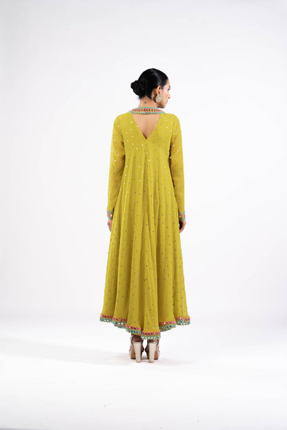 Moss Green Asymmetrical Kurta Set