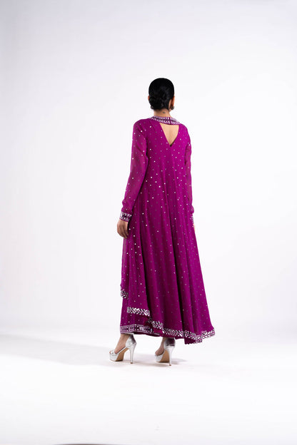 Pop Wine Asymetrical Kurta Set