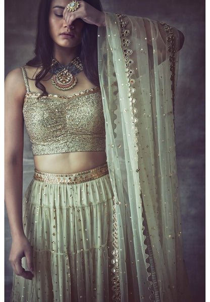 Sap Green Tier Sharara Set
