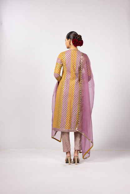 MUSTARD MULTICOLOR KURTA SET