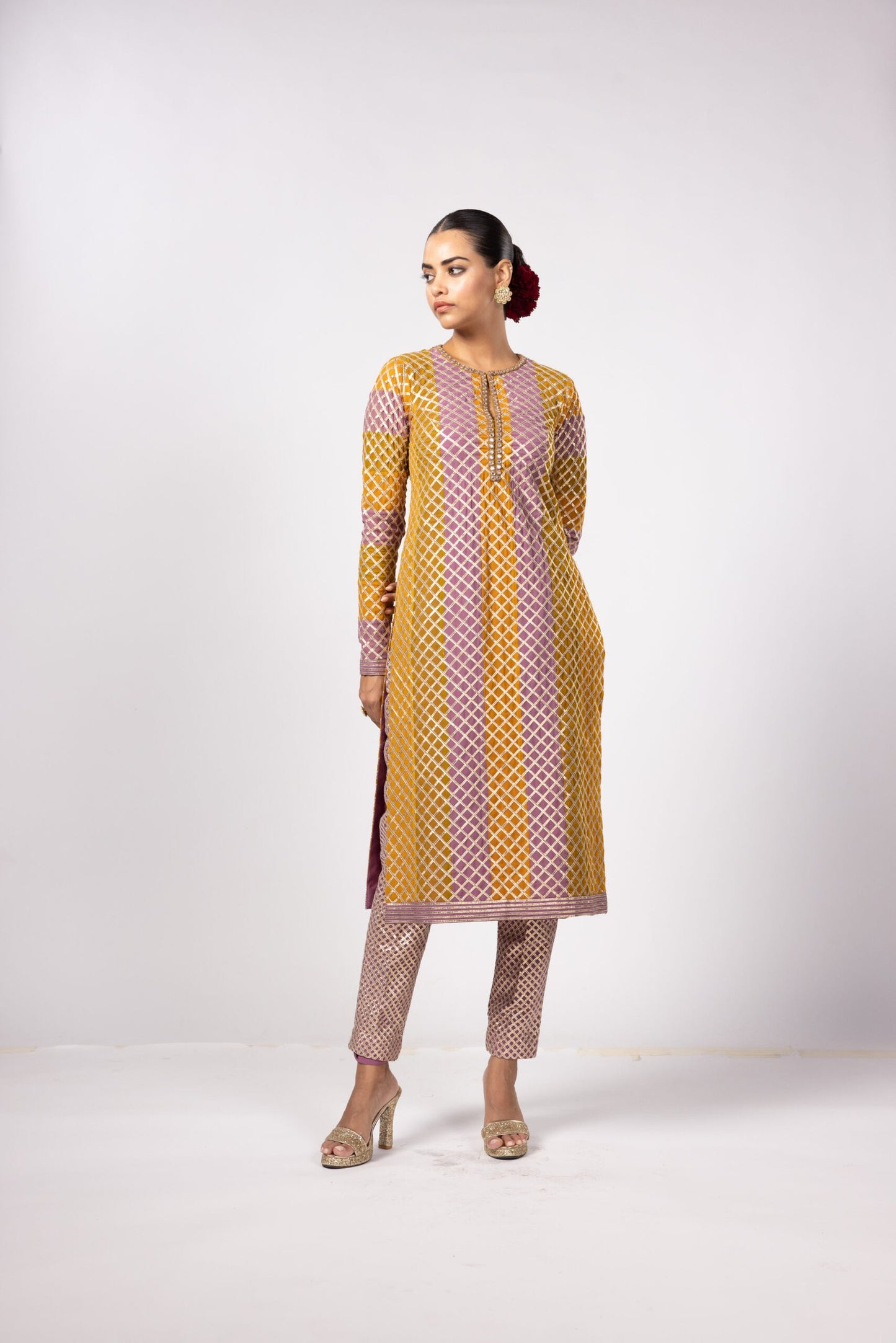 MUSTARD MULTICOLOR KURTA SET