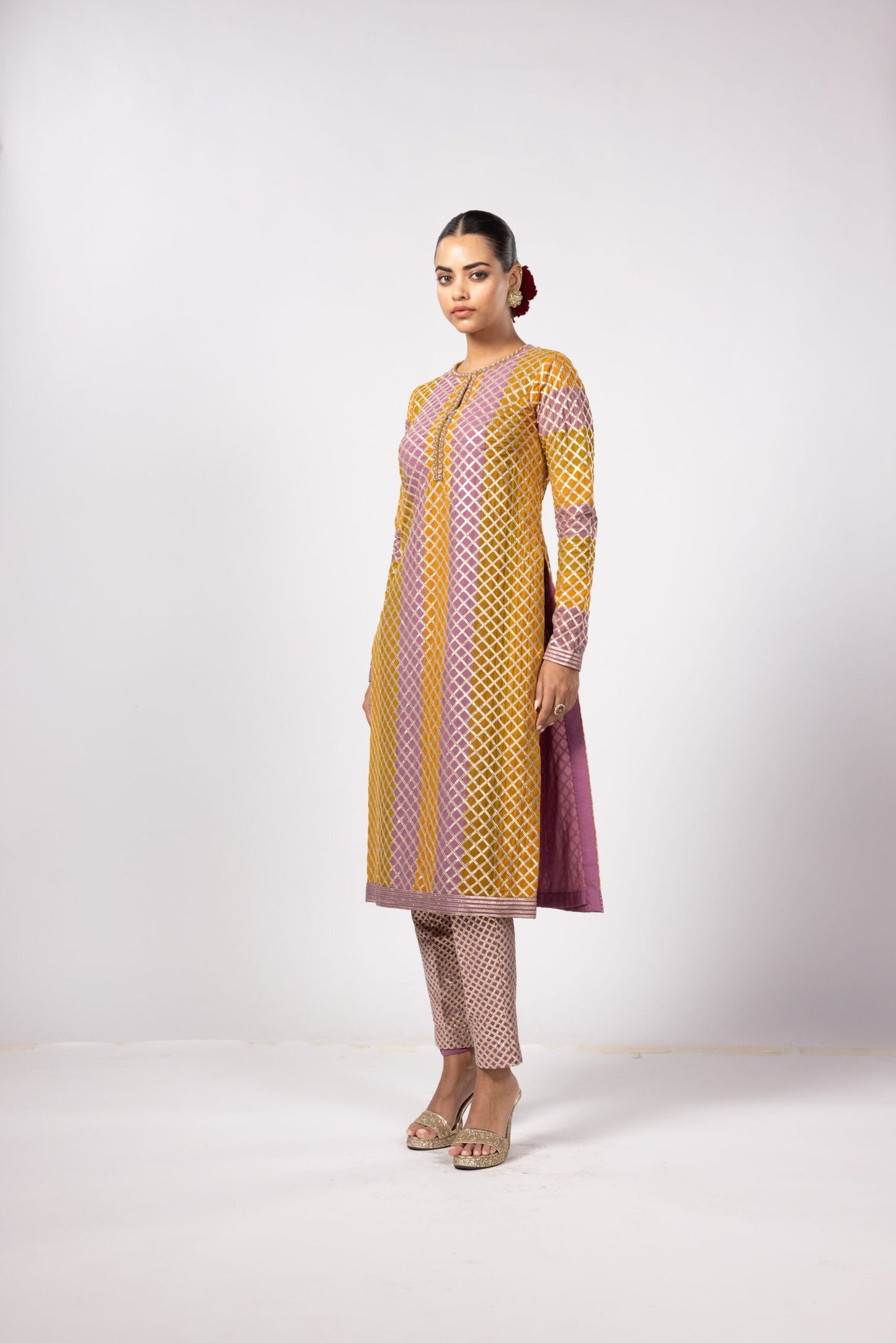 MUSTARD MULTICOLOR PANT KURTA SET