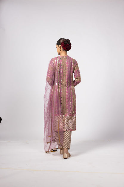 MUD MAUVE MIRROR KURTA SET