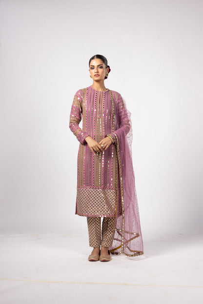 MUD MAUVE MIRROR KURTA SET