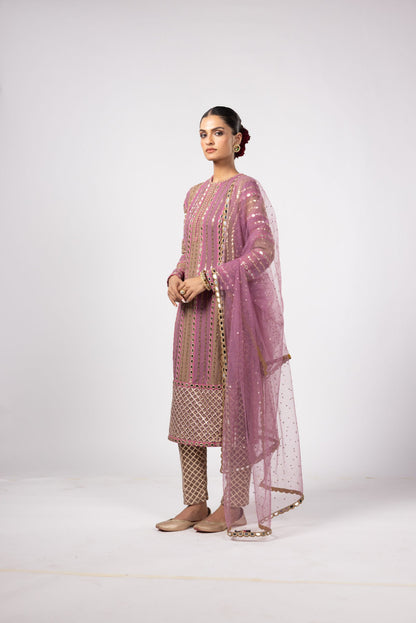 MUD MAUVE MIRROR KURTA SET