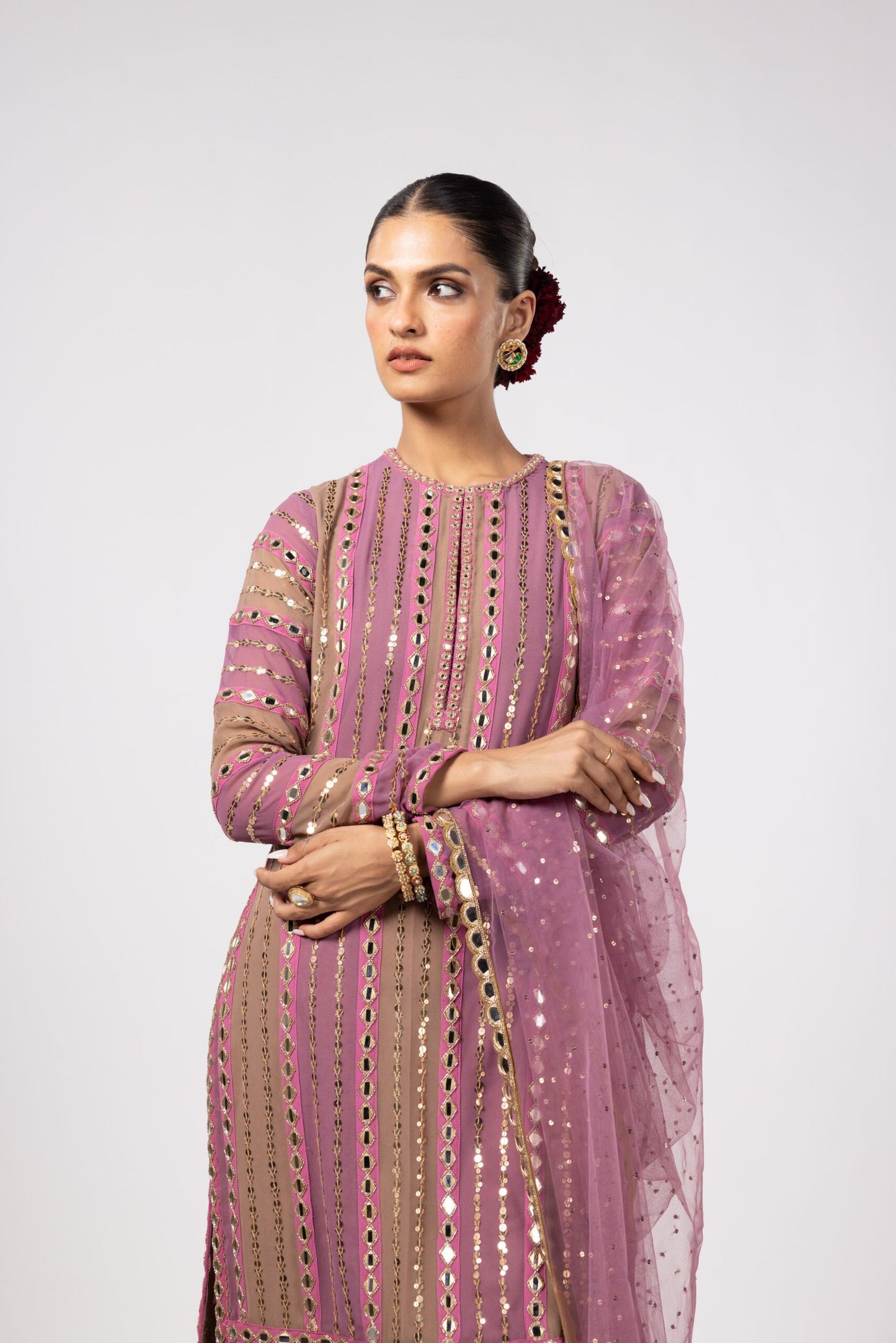 MUD MAUVE MIRROR KURTA SET