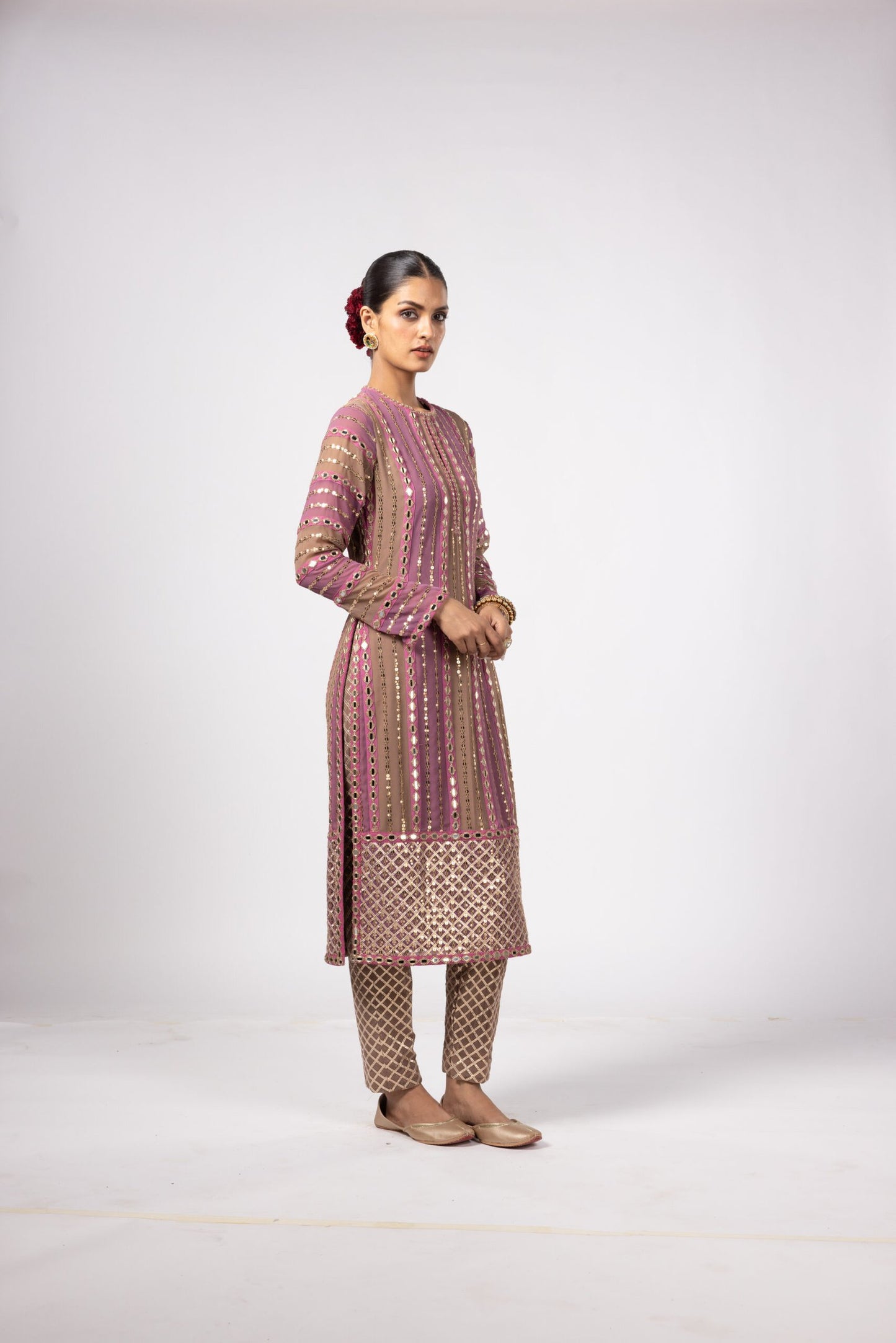 MUD MAUVE MIRROR KURTA SET