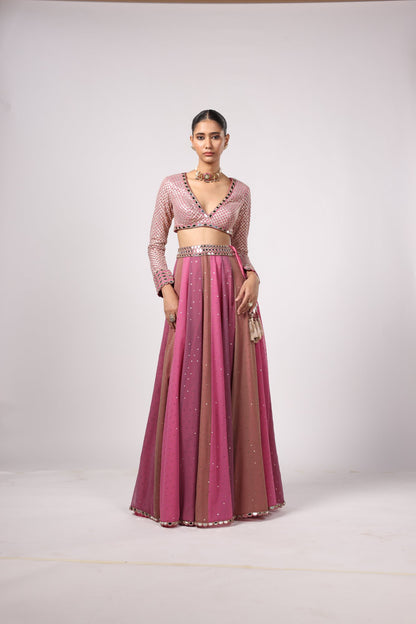 DARK BLUSH LEHENGA PANTS SET