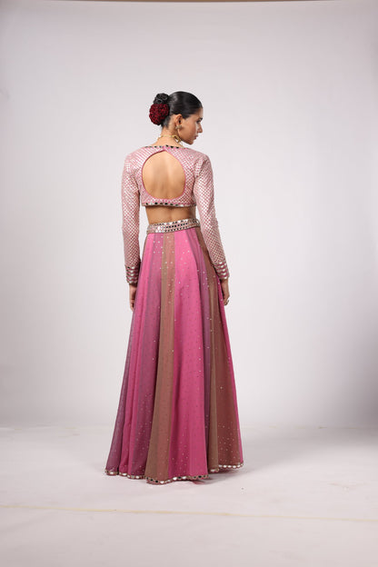 DARK BLUSH LEHENGA PANTS SET