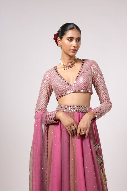 DARK BLUSH LEHENGA PANTS SET