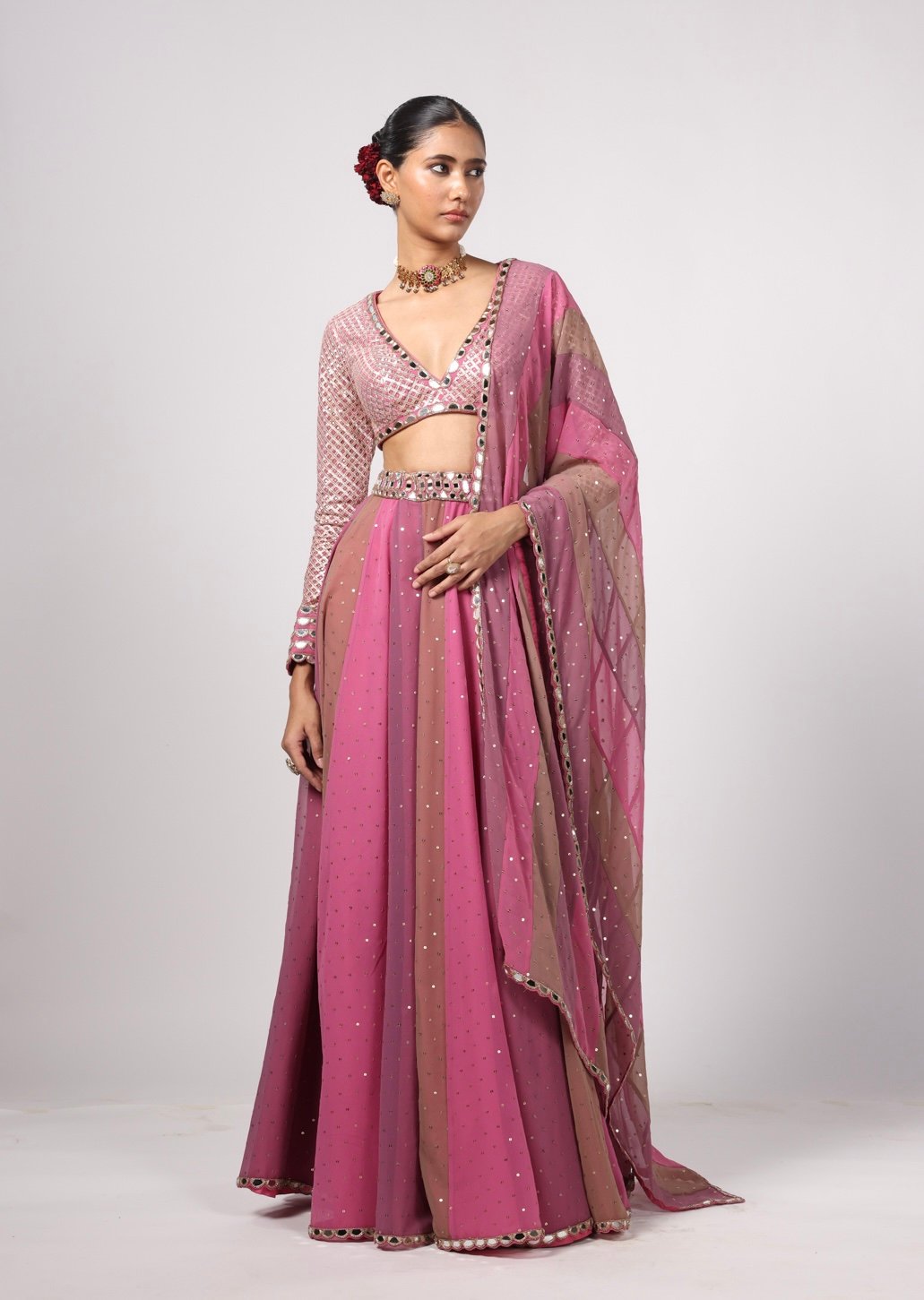 DARK BLUSH LEHENGA PANTS SET