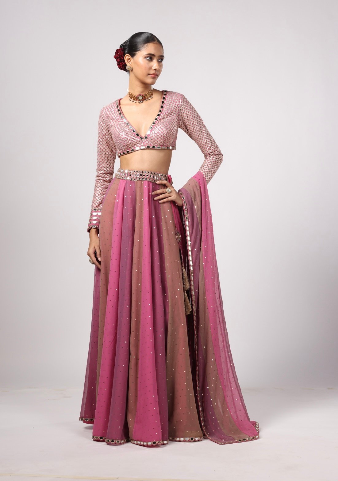 DARK BLUSH LEHENGA PANTS SET