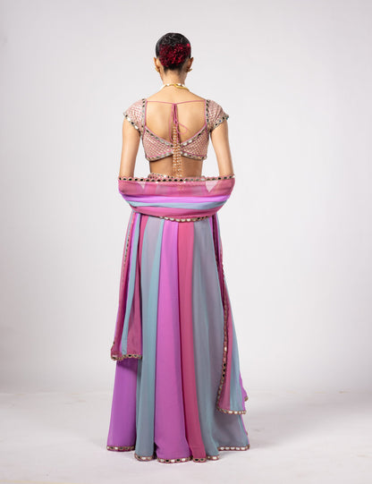 AQUA LEHENGA PANTS SET