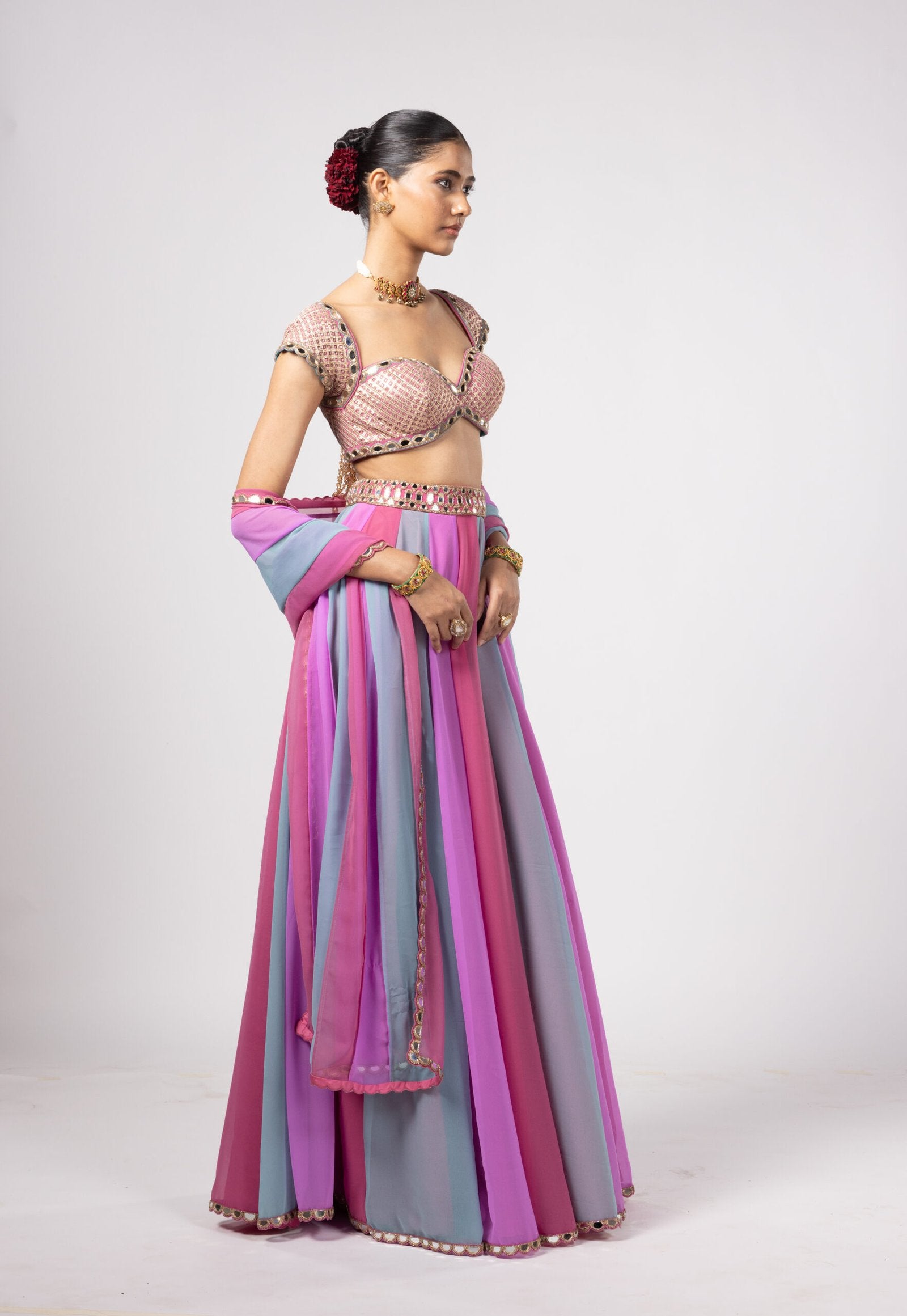 AQUA LEHENGA PANTS SET
