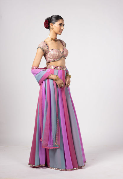 AQUA LEHENGA PANTS SET
