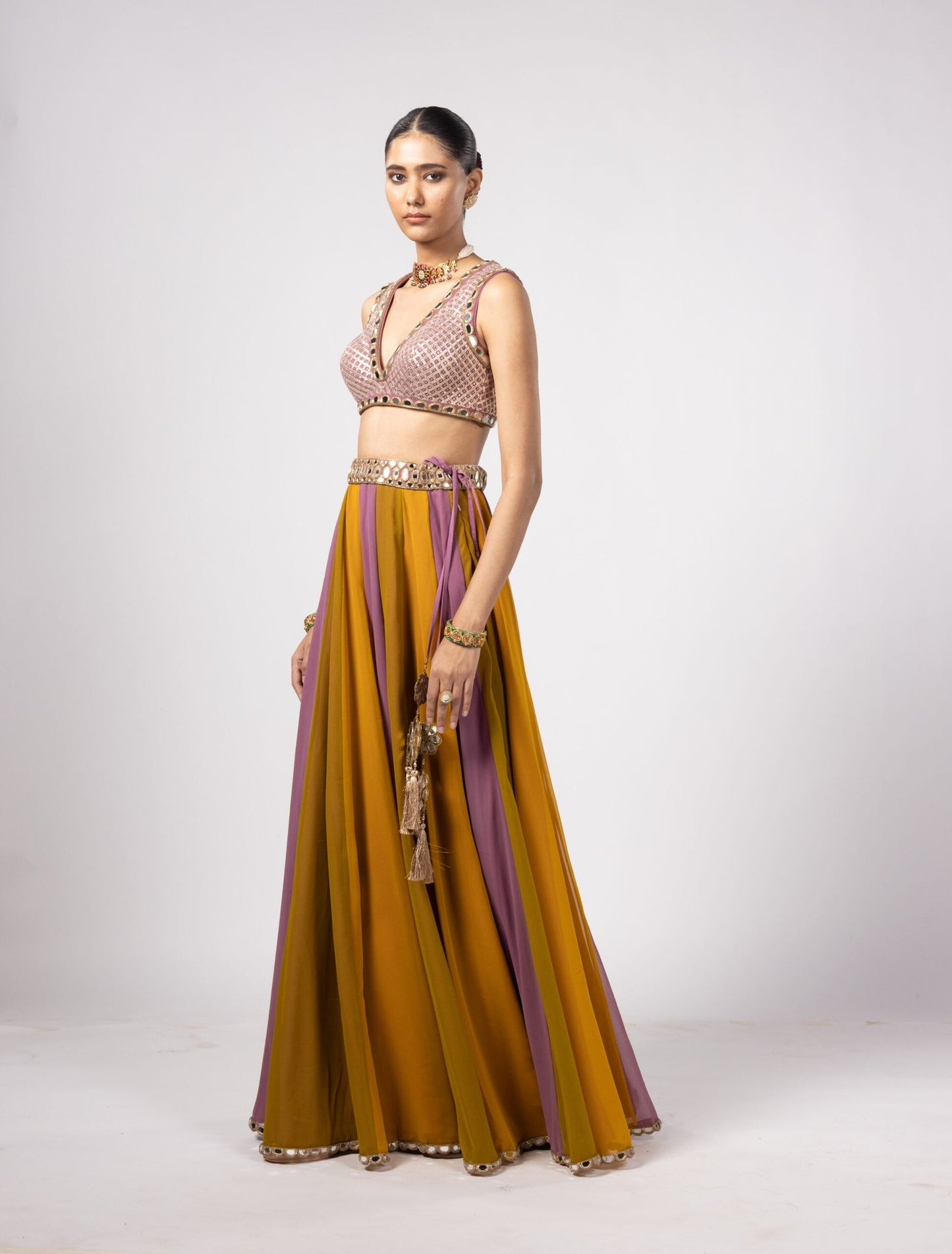 GREEN LEHENGA PANTS SET