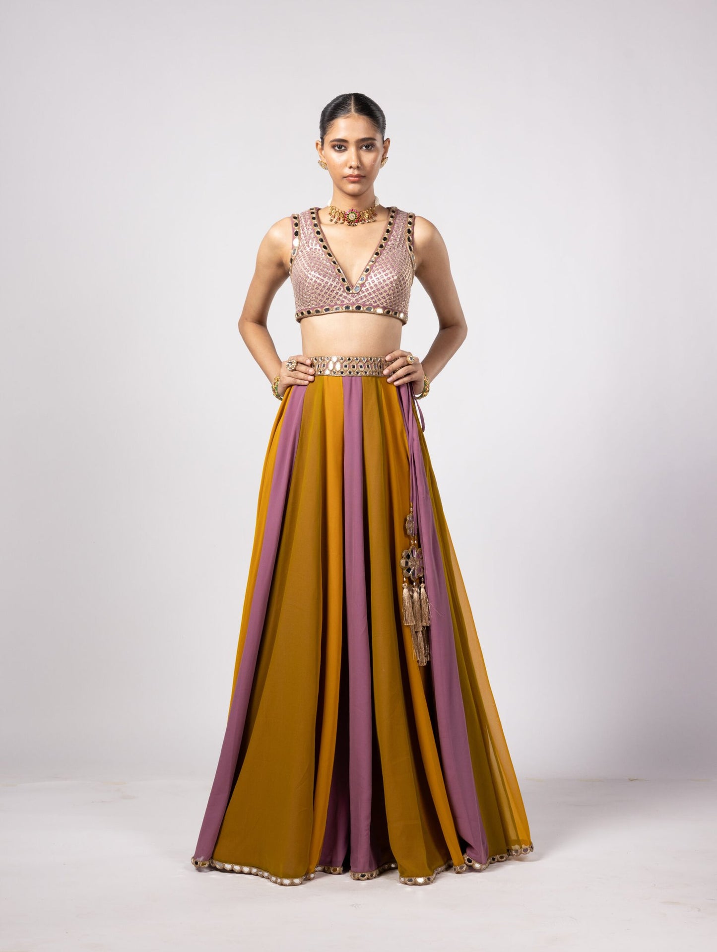 GREEN LEHENGA PANTS SET