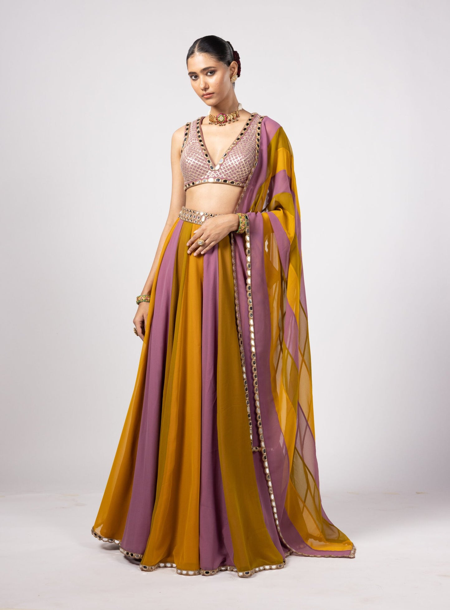 GREEN LEHENGA PANTS SET