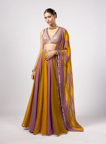 GREEN LEHENGA PANTS SET