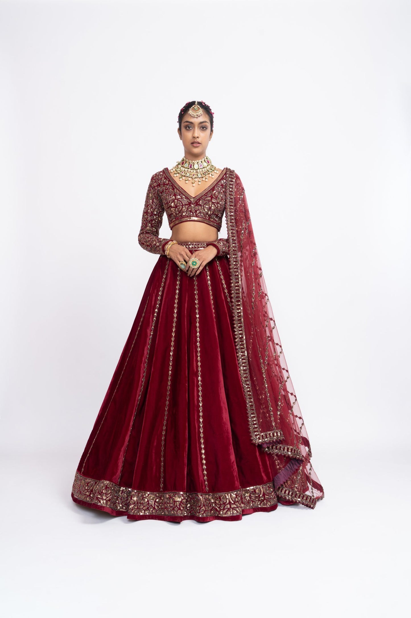 Mahroon Lehenga Set