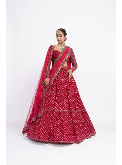 Red Floral Lehenga Set