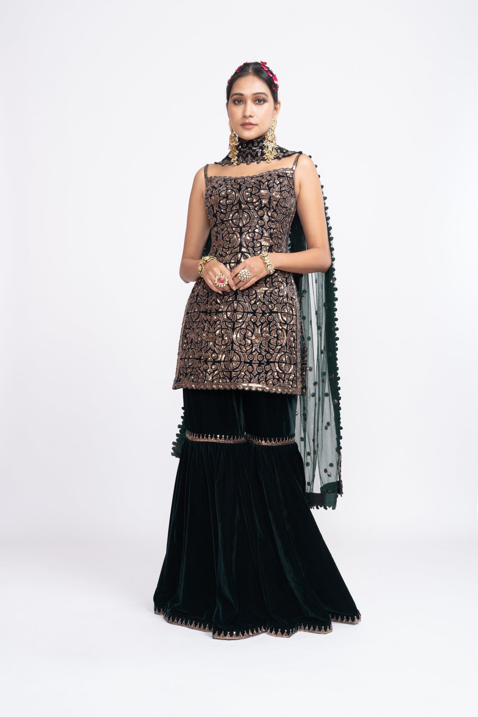 Deep Green Kurta Sharara Set