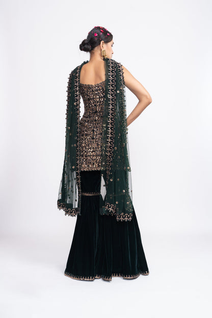 Deep Green Kurta Sharara Set
