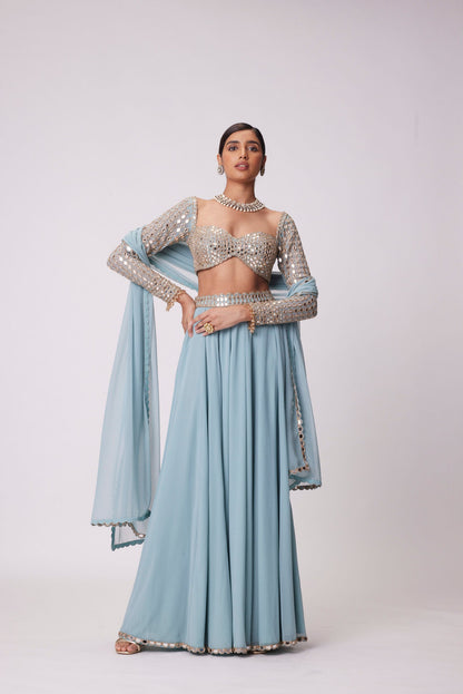 Powder Blue  Lehenga Pants set